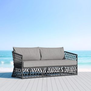 Amelia Woven Rope Sofa in Ash/Fog by Azzurro Living