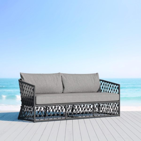 Amelia Woven Rope Sofa in Ash/Fog by Azzurro Living