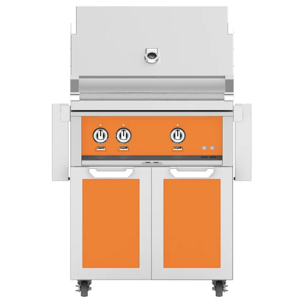 Hestan 30-Inch Natural Gas Grill W/ Sear Burner & Rotisserie On Double Door Tower Cart - Citra - GMBR30-NG-OR