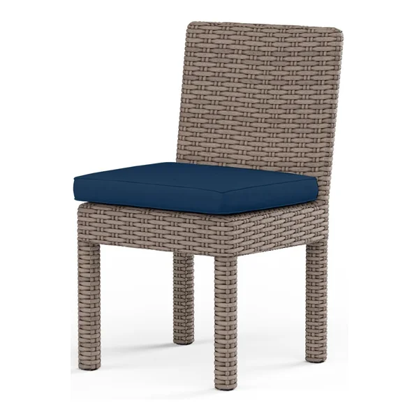Coronado Wicker Dining Side Chair in Driftwood/Spectrum Indigo by Sunset West