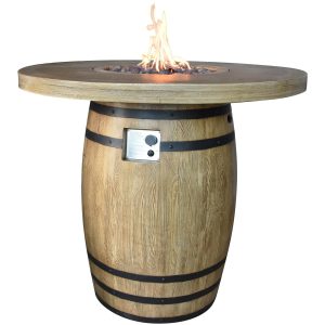 Fieldwood 48 Inch Round GFRC Propane Fire Pit Table in Redwood by Lakeview Outdoor Designs