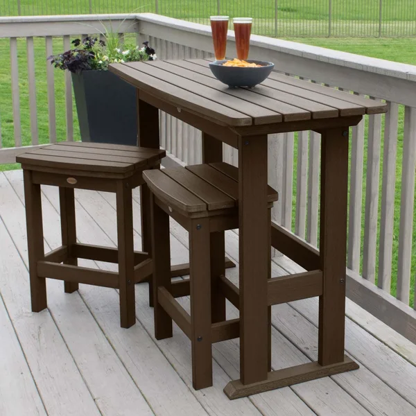 Hart Lane 3 Pc Recycled Plastic Counter Height Dining Set in Weathered Acorn by Lakeview Outdoor Designs