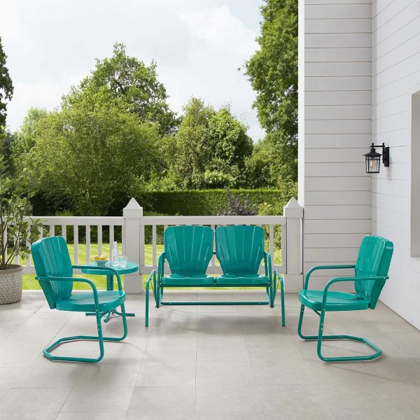 Fieldlook 4 Pc Steel Seating Set in Turquoise Gloss by Ultimate Patio