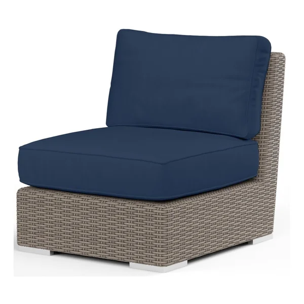 Coronado Wicker Armless Club Chair in Driftwood/Spectrum Indigo by Sunset West