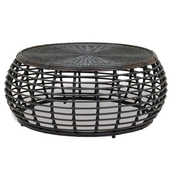 Venice 44 Inch Round Wicker Coffee Table in Chocolate by Sunset West