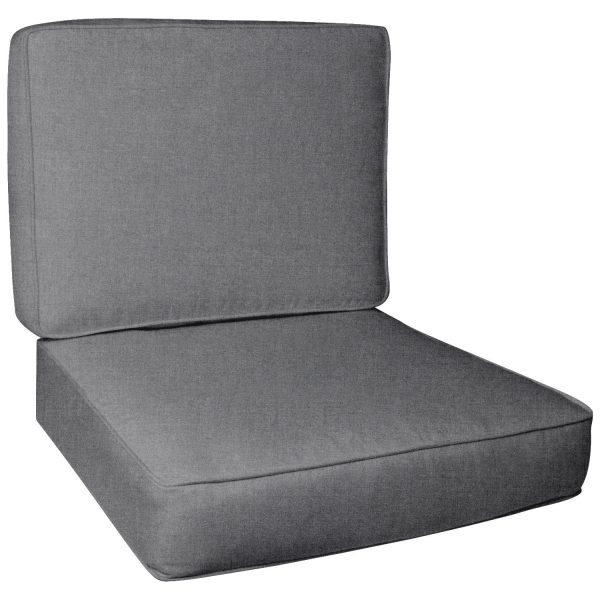 Sunbrella Cast Slate Medium Outdoor Replacement Club Chair Cushion Set W/ Piping By BBQGuys Signature