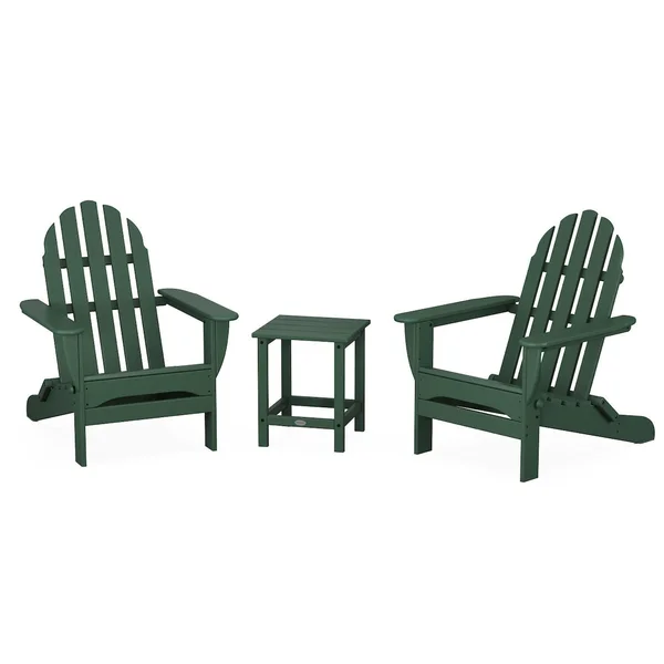 Classic Adirondack 3 Pc Recycled Plastic Seating Set in Green by POLYWOOD