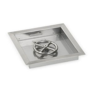 BBQGuys Signature 12-Inch Stainless Steel Square Drop-In Pan W/ 6-Inch Propane Gas Fire Ring - SS-SQP-12-ASBL-LP