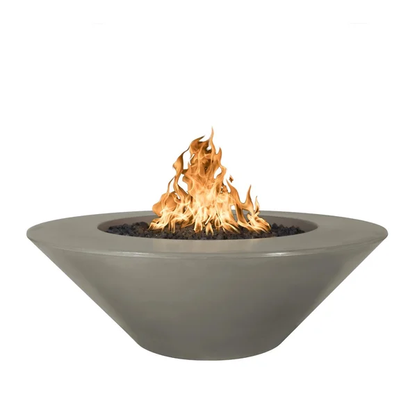 Cazo 48 Inch Round GFRC Natural Gas Fire Pit w/ Glow Plug in Ash by The Outdoor Plus