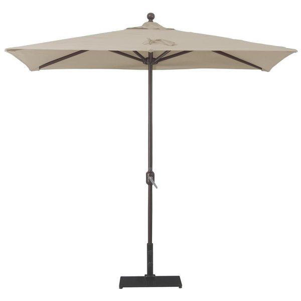 Galtech 3.5 X 7 Ft. Rectangular Aluminum Patio Market Half Wall Umbrella W/ Crank Lift - Antique Bronze Frame W/ Sunbrella Canvas Antique Beige Canopy