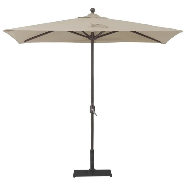 Galtech 3.5 X 7 Ft. Rectangular Aluminum Patio Market Half Wall Umbrella W/ Crank Lift - Antique Bronze Frame W/ Sunbrella Canvas Antique Beige Canopy