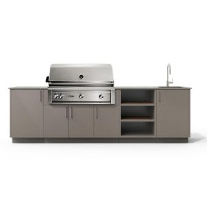 Urban Bonfire Mist 42 Outdoor Kitchen w/ Lynx Natural Gas Grill, Sink, Keon Dekton Countertop & Clay Finish - B-Mist-42-Lynx-Keon-Clay