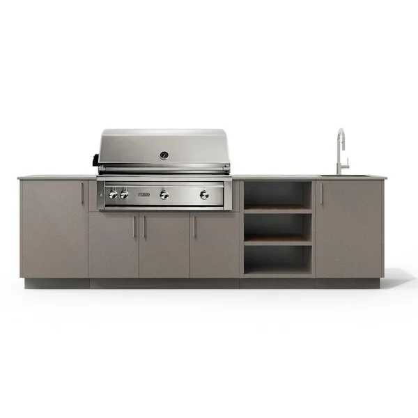 Urban Bonfire Mist 42 Outdoor Kitchen w/ Lynx Natural Gas Grill, Sink, Keon Dekton Countertop & Clay Finish - B-Mist-42-Lynx-Keon-Clay