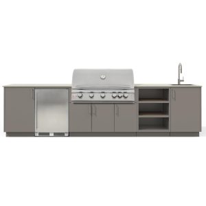 Urban Bonfire Breeze 40 Outdoor Kitchen w/ Blaze LTE Propane Grill, Sink, Refrigerator, Danae Dekton Countertop & Clay Finish - B-Breeze-40-Blaze-Danae-Clay