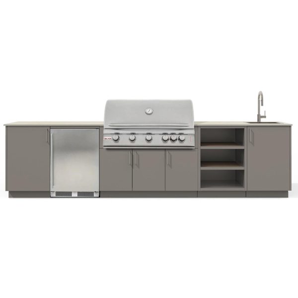 Urban Bonfire Breeze 40 Outdoor Kitchen w/ Blaze LTE Propane Grill, Sink, Refrigerator, Danae Dekton Countertop & Clay Finish - B-Breeze-40-Blaze-Danae-Clay