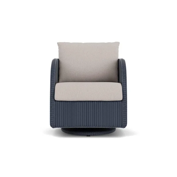 Essence Lloyd Loom Swivel Glider Club Chair in Denim Blue/Remy Cloud by Lloyd Flanders