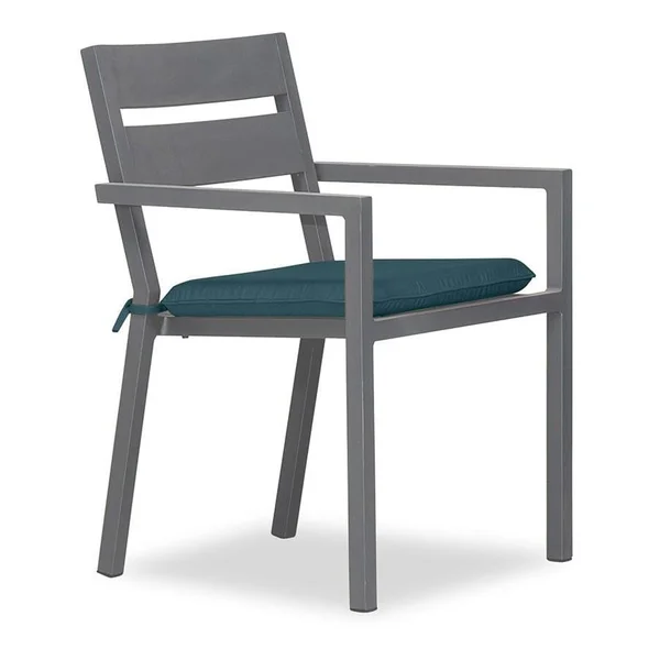 Calm Bay Aluminum Dining Arm Chair in Slate/Cast Lagoon by Lakeview Outdoor Designs
