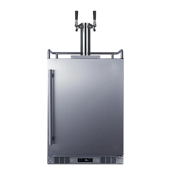 Summit Commercial Outdoor Rated Double Tap Wine Dispenser / Kegerator w/ Shelves - SBC682WKDTWIN