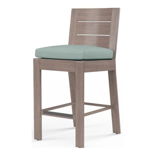 Laguna Aluminum Bar Stool w/ No Welt in Driftwood/Cast Mist by Sunset West