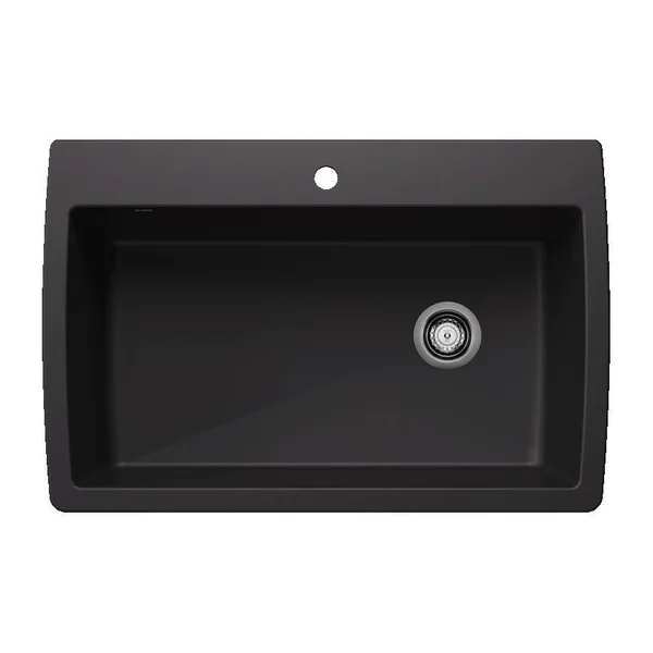 Blanco Diamond Silgranit 33 1/2 X 22 Inch Drop-In/Undermount Sink - Coal Black - 442917