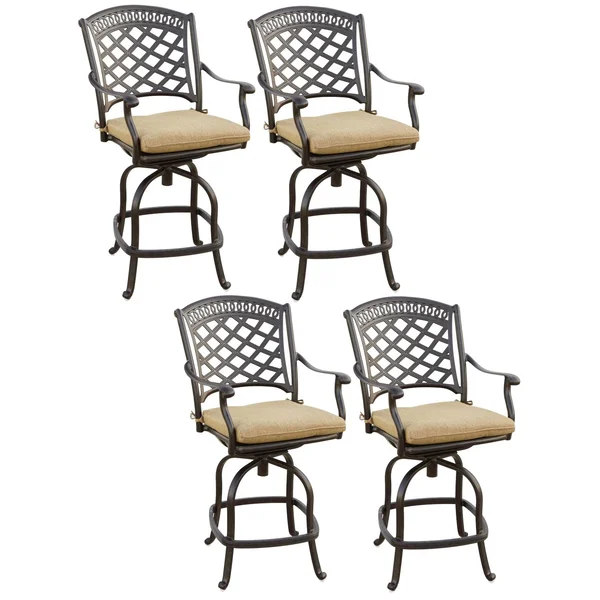 Sedona Cast Aluminum 4 Pc Set Swivel Bar Stool Set in Antique Bronze/Sesame by Darlee