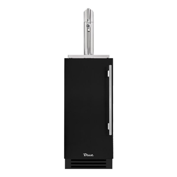 True 15 Inch Left Hinge Outdoor Single Tap Beverage Dispenser - Matte Black w/ Stainless Handle - TUR-15BD-L-OP-C~DSK-027-H04