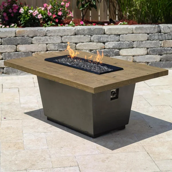 Cosmopolitan 54 Inch Rectangular GFRC Natural Gas Fire Pit Table in Black by American Fyre Designs