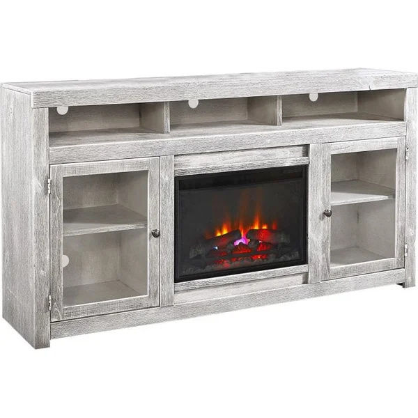 Avery Loft Electric Fireplace 75" Highboy Console - Limestone