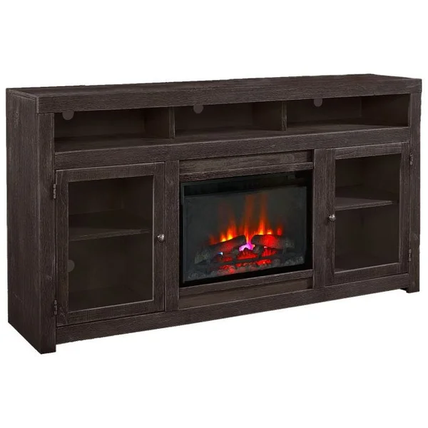 Avery Loft Electric Fireplace 74" Highboy Console - Ghost Black