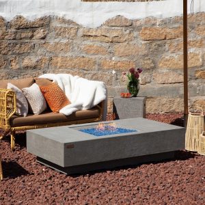 Landing View 60 Inch Rectangular Concrete Natural Gas Fire Pit Table in Gray by Lakeview Outdoor Designs