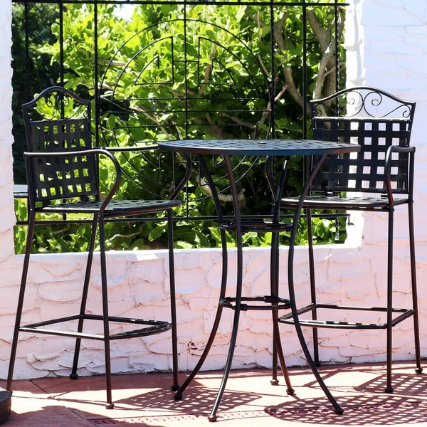 Ultimate Patio 3-Piece Wrought Iron Patio Bar Set With Scrolling Design - Black
