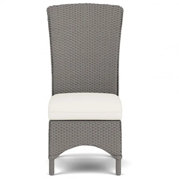 Mandalay Wicker Dining Side Chair in Pewter/Sailcloth Salt By Lloyd Flanders