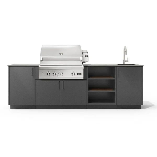 Urban Bonfire Mist 36 Outdoor Kitchen w/ DCS Natural Gas Grill, Sink, Keon Dekton Countertop & Anthracite Finish - B-Mist-36-DCS-Keon-Anthracite