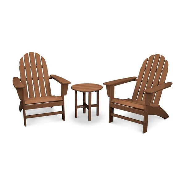 Vineyard 3 Pc Recycled Plastic Adirondack Seating Set in Teak by POLYWOOD
