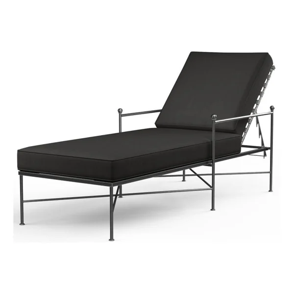 Provence Wrought Iron Chaise Lounge in Pewter/Spectrum Carbon by Sunset West