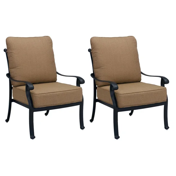 Capri Cast Aluminum 2 Pc Set Club Chair Set in Antique Bronze/Sesame by Darlee