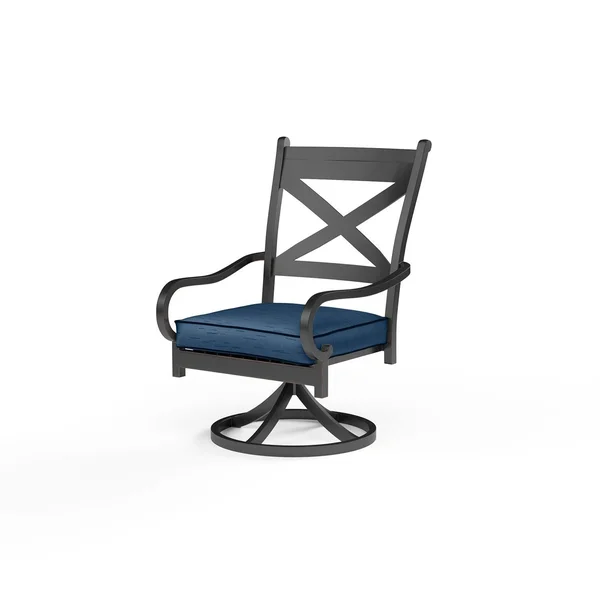 Monterey Aluminum Patio Swivel Dining Chair in Spectrum Indigo w/ Self Welt By Sunset West