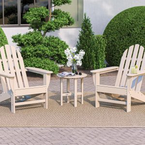 Classic Adirondack 3 Pc Recycled Plastic Seating Set in Sand by POLYWOOD