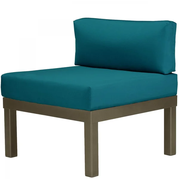 Ashbee Aluminum Sectional Armless Club Chair in Textured Beachwood/Peacock by Telescope Casual