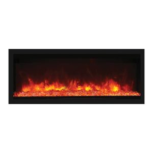 Remii by Amantii Panorama Tall 55-Inch Built-In Electric Fireplace with Black Steel Surround - Indoor/Outdoor  - 102755-XT