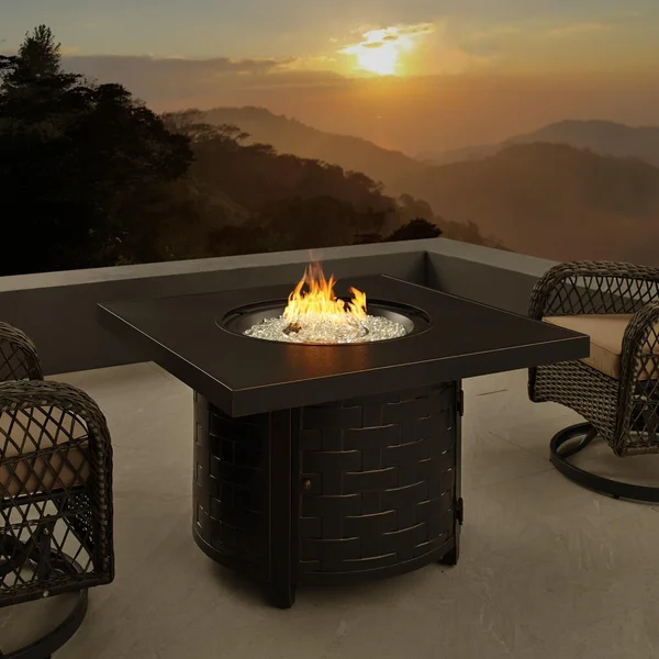 Magnolia Way 42 Inch Square Aluminum Propane Fire Pit Table in Antique Bronze by Ultimate Patio