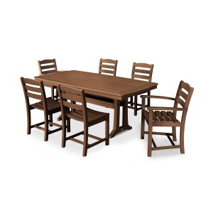 POLYWOOD La Casa Cafe 7 Piece Rectangular Dining Set - Teak