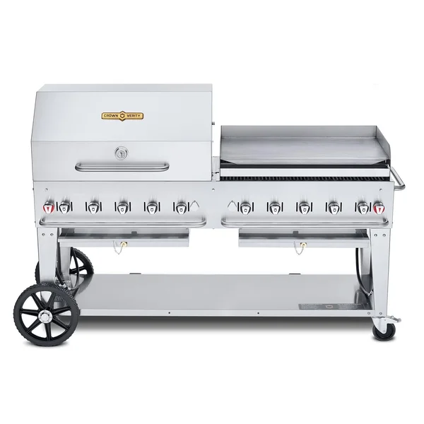 Crown Verity 72-Inch Single Inlet (Bulk Tanks Only) Mobile Propane Grill Dome & Griddle Package - CV-MCB-72-SI BULK-RGP