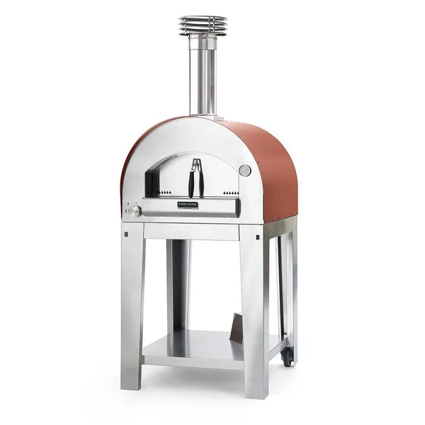 Fontana Forni Napoli Hybrid Pizza Oven on Cart - Red
