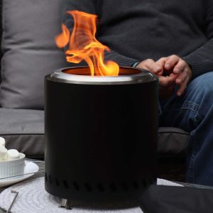 9 Inch Tabletop Smokeless Wood Burning Fire Pit in Black By Ultimate Patio