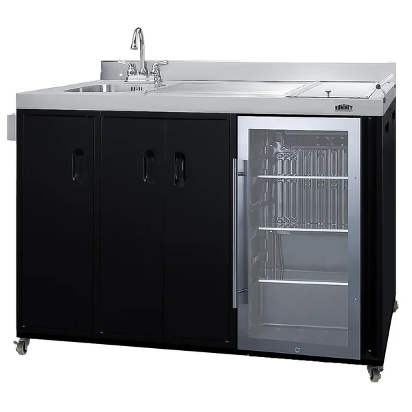 Summit Portable Outdoor Glass Door Kitchenette Beverage Cooler - Left Hinge - CK54OSLG
