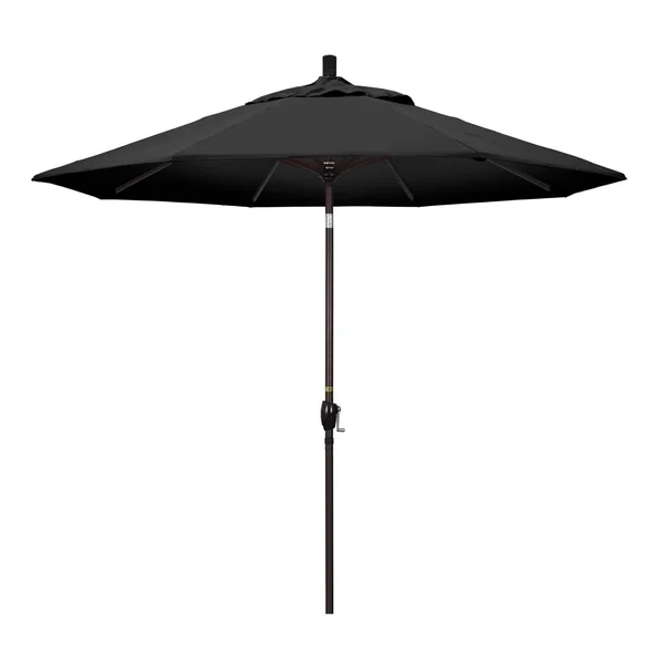 California Umbrella 9 Ft. Octagonal Aluminum Push Button Tilt Patio Umbrella W/ Crank Lift & Aluminum Ribs - Bronze Frame / Olefin Black Canopy