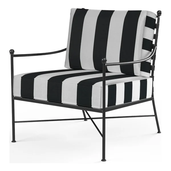 Provence Wrought Iron Club Chair in Pewter/Cabana Classic by Sunset West