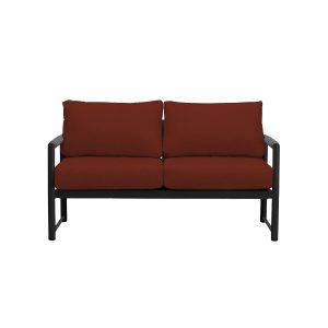Avenue Bay 2 Person Aluminum Loveseat in Black/Canvas Henna by Lakeview Outdoor Designs