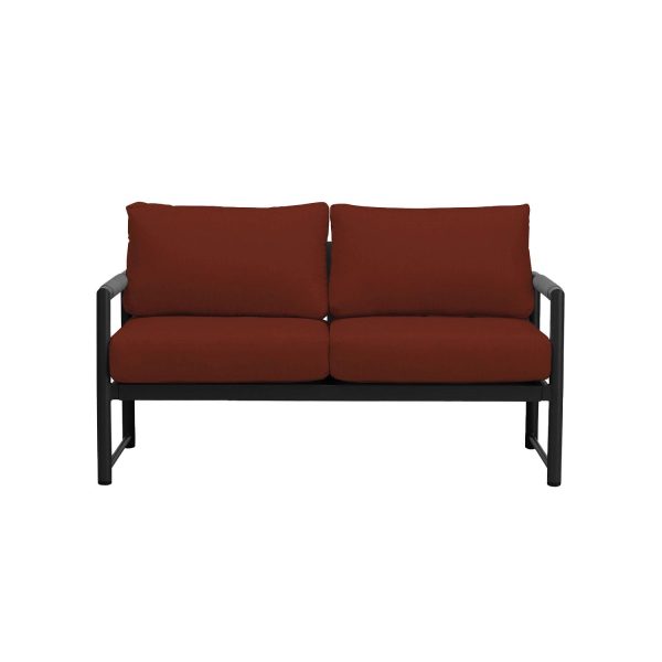 Avenue Bay 2 Person Aluminum Loveseat in Black/Canvas Henna by Lakeview Outdoor Designs
